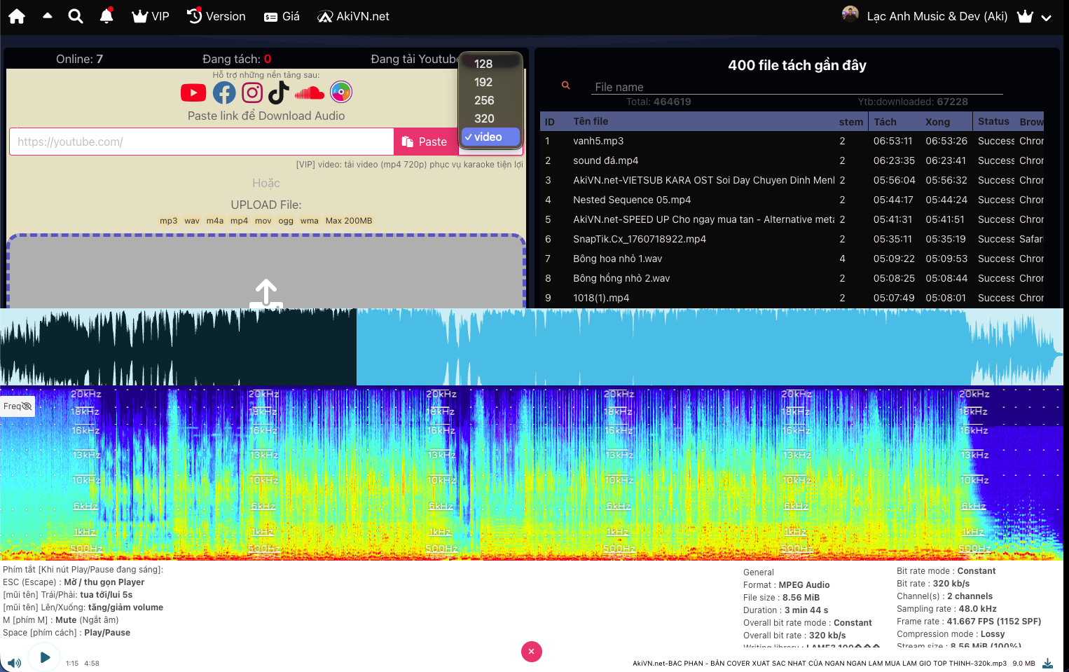 Tách Nhạc AI tool.akivn.net - Tachnhac, Vocal Remover, Tải nhạc